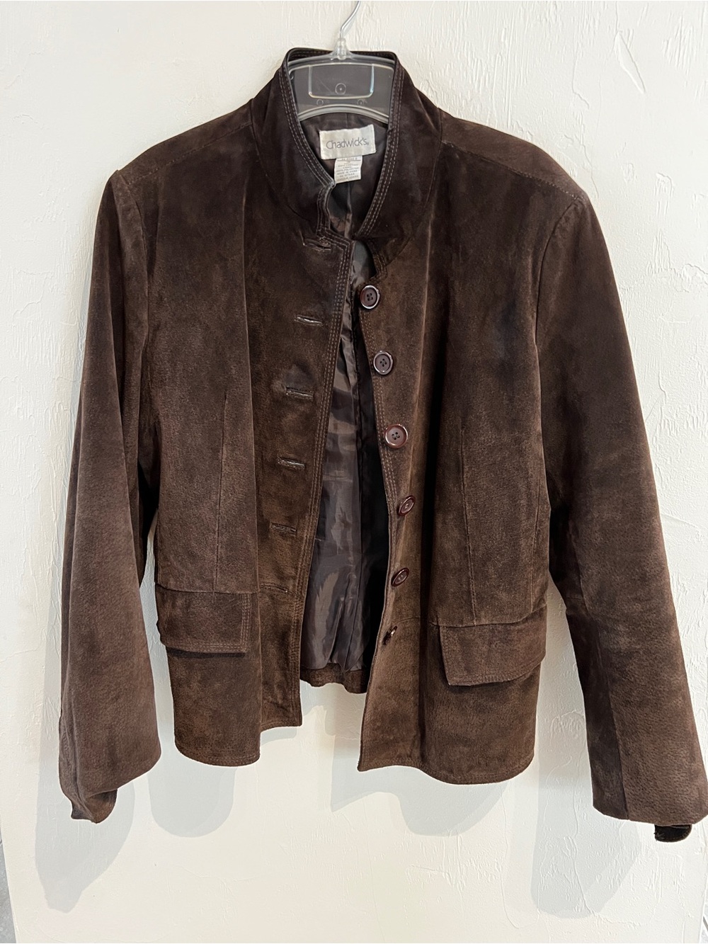 Chadwicks Dark Brown Suede Button-Front Jacket